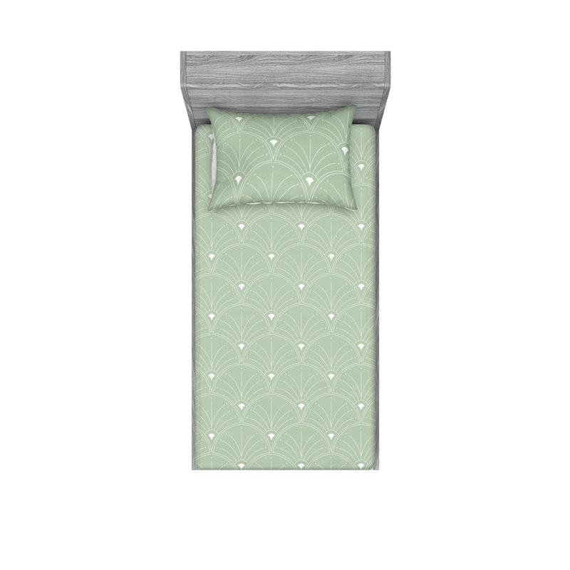 Microfiber Floral Sheet Set, Twin XL Sheet Set + 1 Pillowcase, Pale Green
