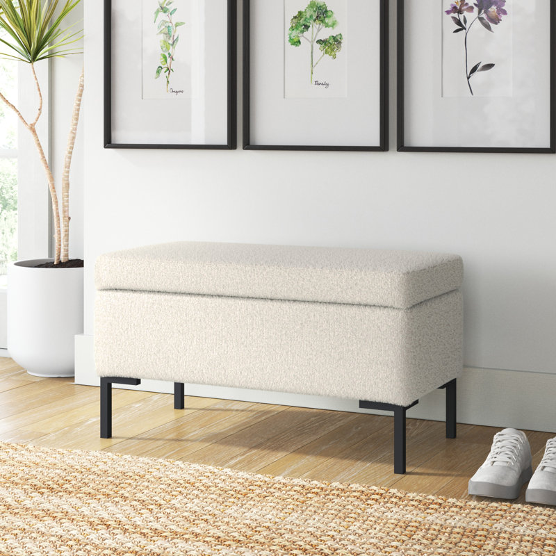 Banc de rangement rembourré Briony, Crème Boucle