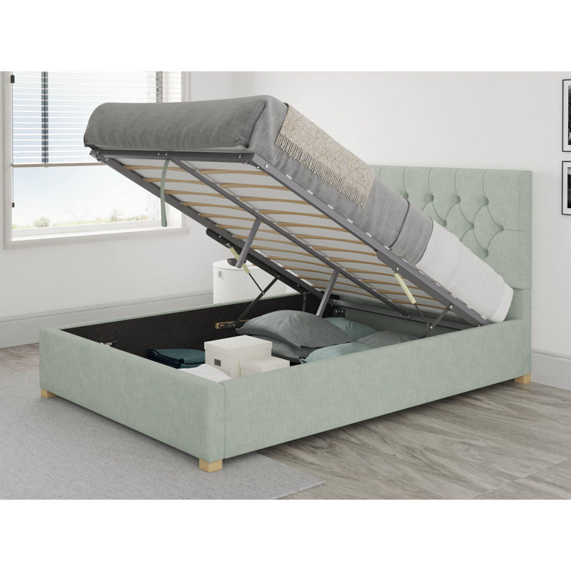 Swanley Upholstered Ottoman Storage Bed, Single (3'), Eau De Nil
