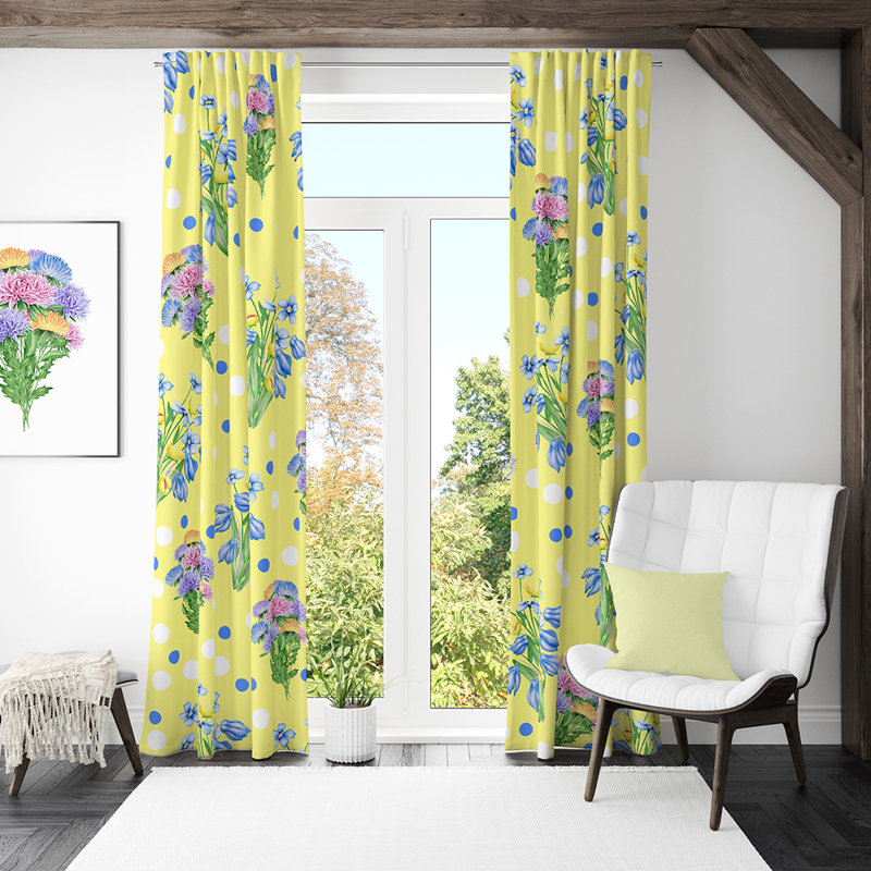 Panneaux de rideaux semi-transparents à motif floral, L 40 po x L 82 po