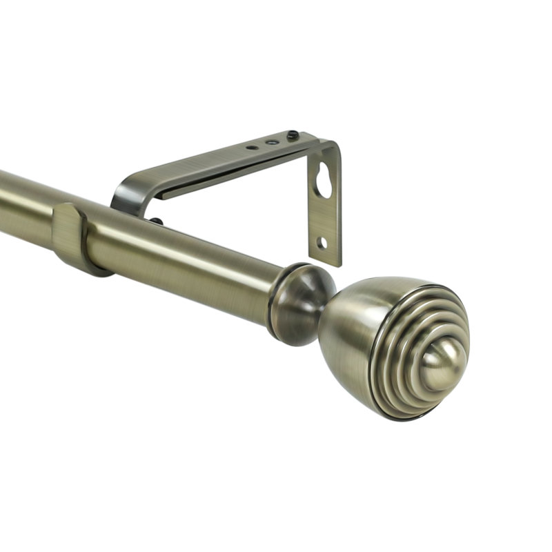 Tringle à rideaux simple réglable 1 po Adeline, l 84 po à 120 po, Laiton antique