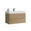 Meuble-lavabo mural 36 po en chêne avec lavabo noir, grand meuble-lavabo flottant mural pour salle de bain moderne, lavabo une pièce noir sans drain, pré-assemblé