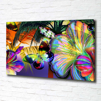 Flowers And Butterfly - Wrapped Canvas Print