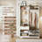 Hall Tree With Bench And Shoe Storage, 6-In-1 Entryway Organizer, MDF Wood, Embossed Wood  Finish-26585073