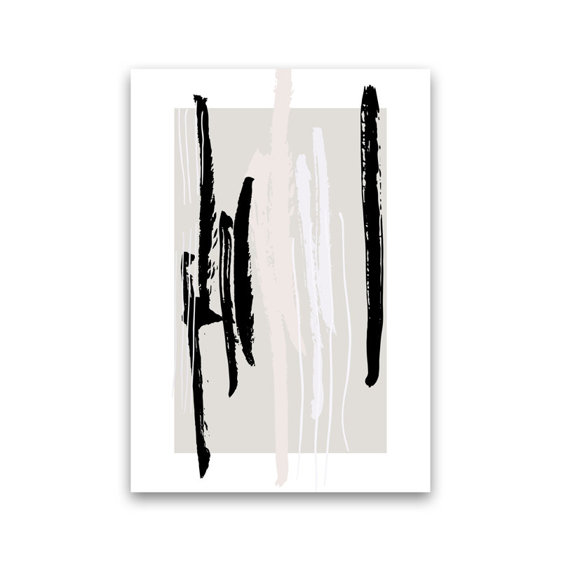 Abstracts Pennellate Linee Grey White Black3 by Planeta444 - Print, No Framed, 84cm H x 60cm W x 1cm D