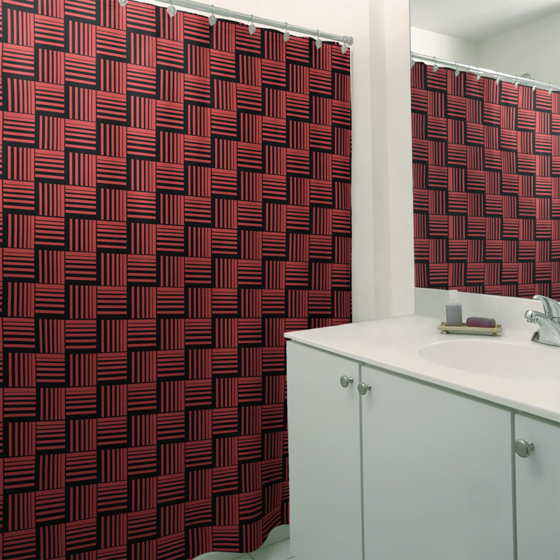 Rideau de douche simple basketweave rayures classic, Rouge