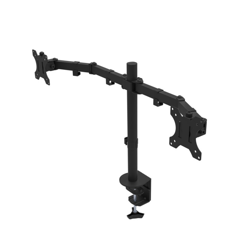 Black Dual Monitor Adjustable Metal Desk Mount