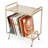 2-Tier Gold Metal Record Player Stand With 16 Slot Vinyl Record Holder - Honeycomb Design Turntable Shelf With Record Shelf, Vinyl Record Player Stand