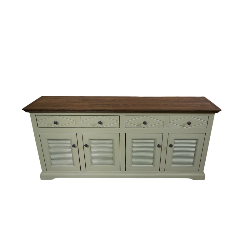 Buffet Shelter Bay avec portes à volets, Sauge d'été / brun, H 31 po x l 81 po x P 18 po