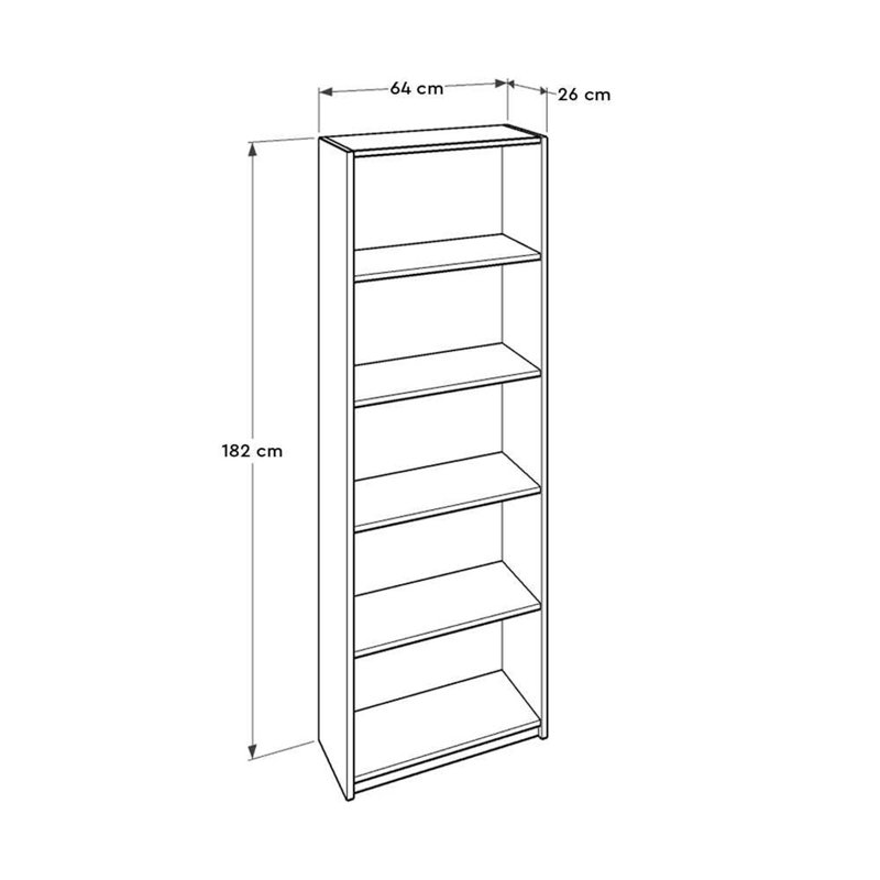 Matt White 5 Tier Bookcase Shelving Unit, Grey