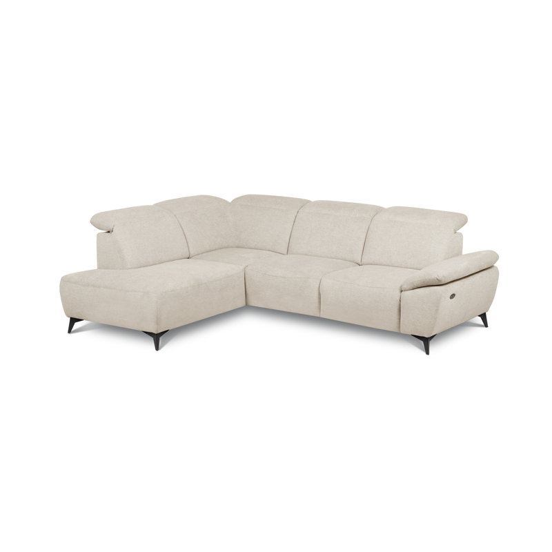 Relaxio Stylish Corner Sofa with Power Reclining & Multi Position Headrests & Adjustable Armrest, Left Hand Facing, Cream