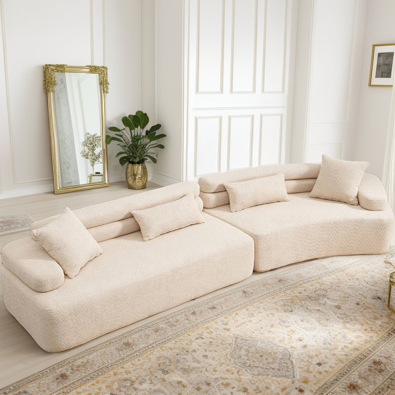 Shandra 139'' Modular Sectional Sofa, Shandra Khaki Polyester