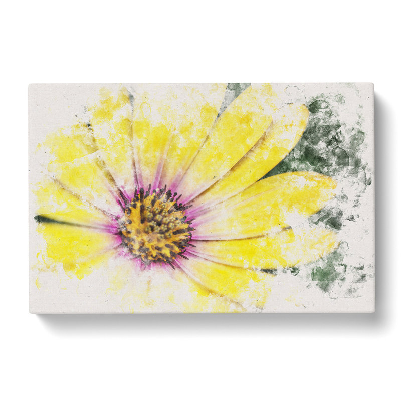 Yellow Gerbera Flower - Wrapped Canvas Print, 60cm H x 91cm W x 3cm D