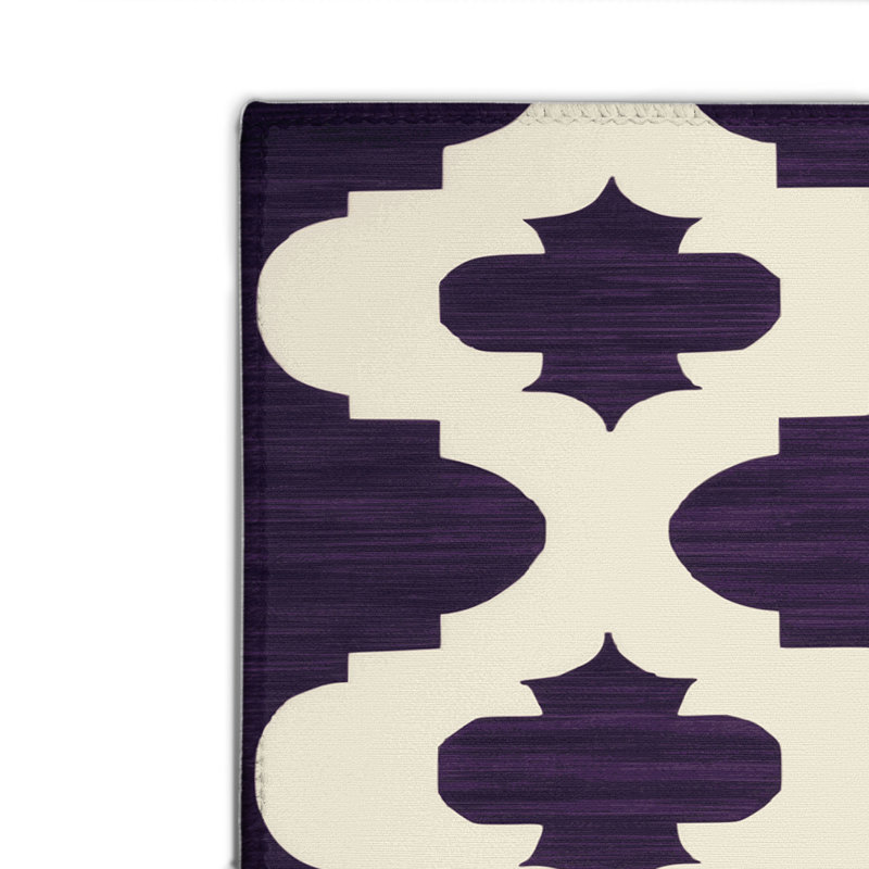 Trellis Purple Indoor and Outdoor Area Rug, Rectangle 2' x 3'