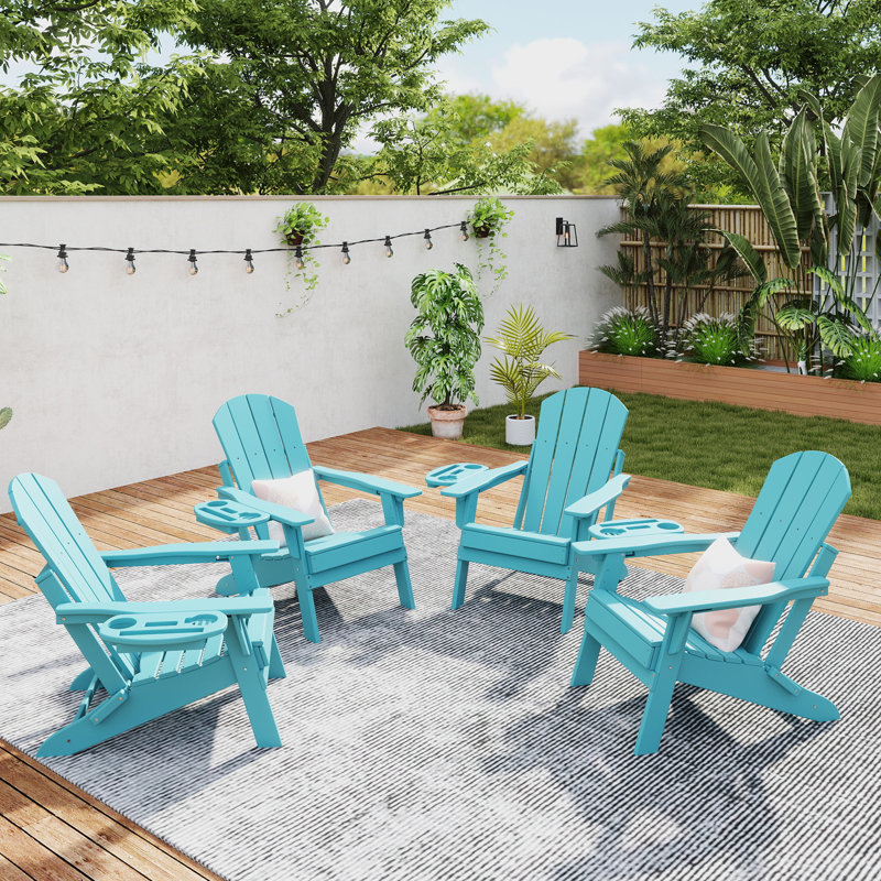 Ensemble de 4 chaises Adirondack réglables Hdpe, Bleu lac