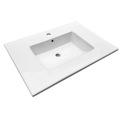 Plateau de meuble-lavabo simple 31,13 po Fauceture en blanc avec lavabo