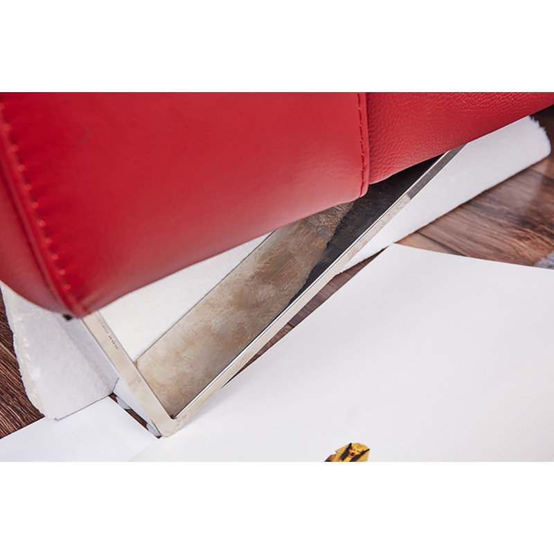 30" Wide Genuine Leather Left Hand Facing Sofa & Chais, Red Genuine Leather