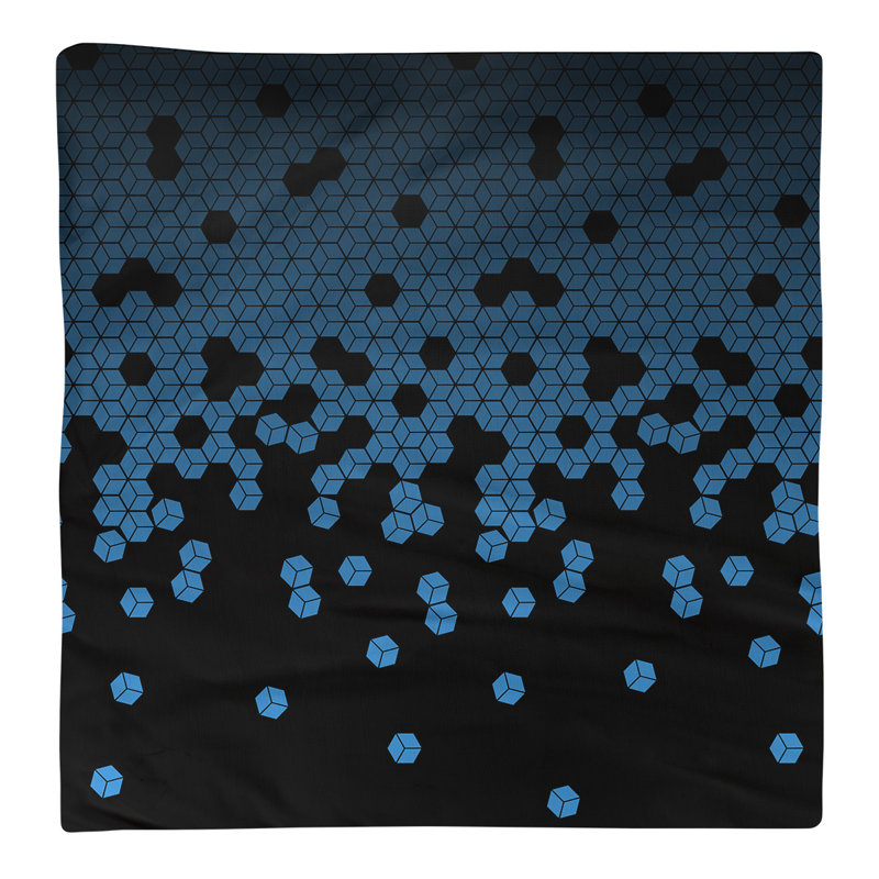 Serviette en coton à motif cube culbuté, Bleu, H 0,1 po x l 10 po x P 10 po, Sergé de polyester