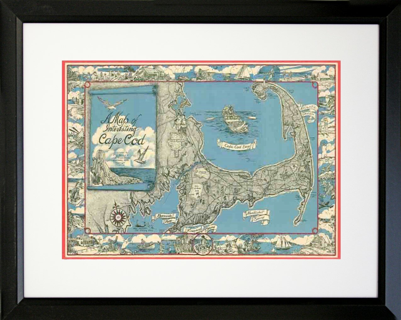 Buy Art For Less 1945 Miller Map Of Cape Cod Framed Graphic Art