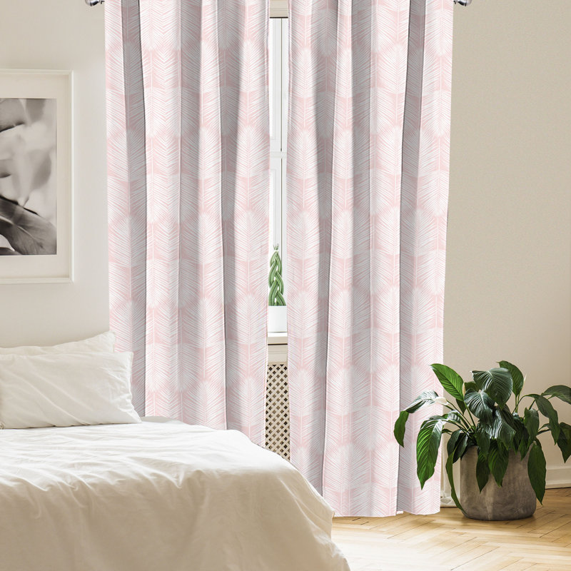 Paire de rideaux semi-transparents en microfibre , Rose et blanc, L 56 po x L 84 po
