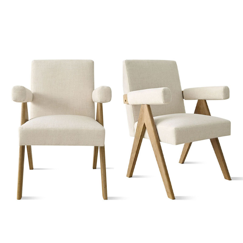 Montoria Upholstered Wood Dining Armchair