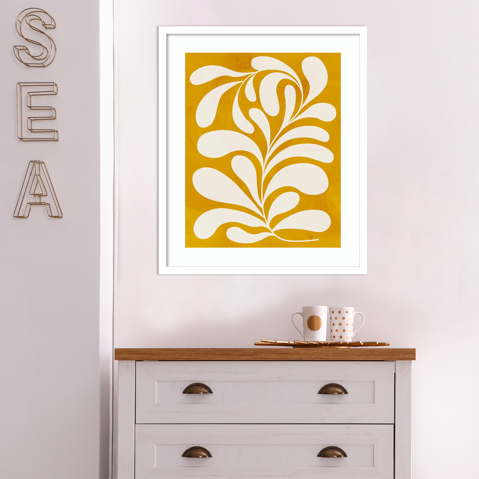 Lomi "Goldenrod I" Print by Grace Popp, 25" H x 21" W x 1" D, White