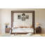 Wood Queen Size Canopy Platform Bed With Upholstered Headboard, Espresso Frame+White Fabric-995136804-995136826