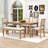 6-Piece Dining Table Set, Vintage Extendable Table with Removable Leaf, Upholstered Chairs and Bench-2042180921