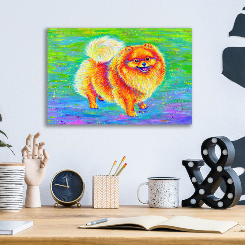 «Rainbow Pomeranian» par Rebecca Wang Art, H 12 po x l 16 po x P 0,13 po