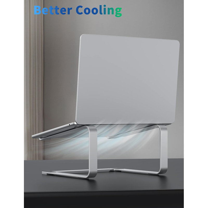 Laptop Stand For Desk, Metal Computer Riser, Heavy Stable PC Holder, Ergonomic Laptops Elevator For 12 To 17.3 Inches Notebook Computer, Silver