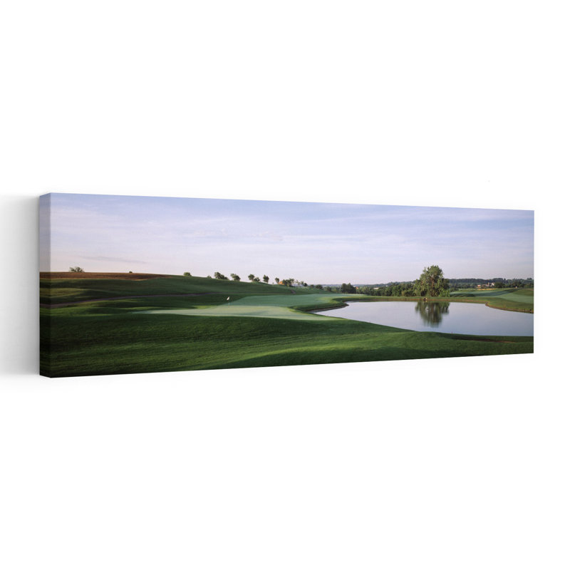 Pond in a golf course The Meadows Golf Course Dubuque Dubuque County Iowa USA 1 Piece Wrapped Canvas Panoramic Wall Art