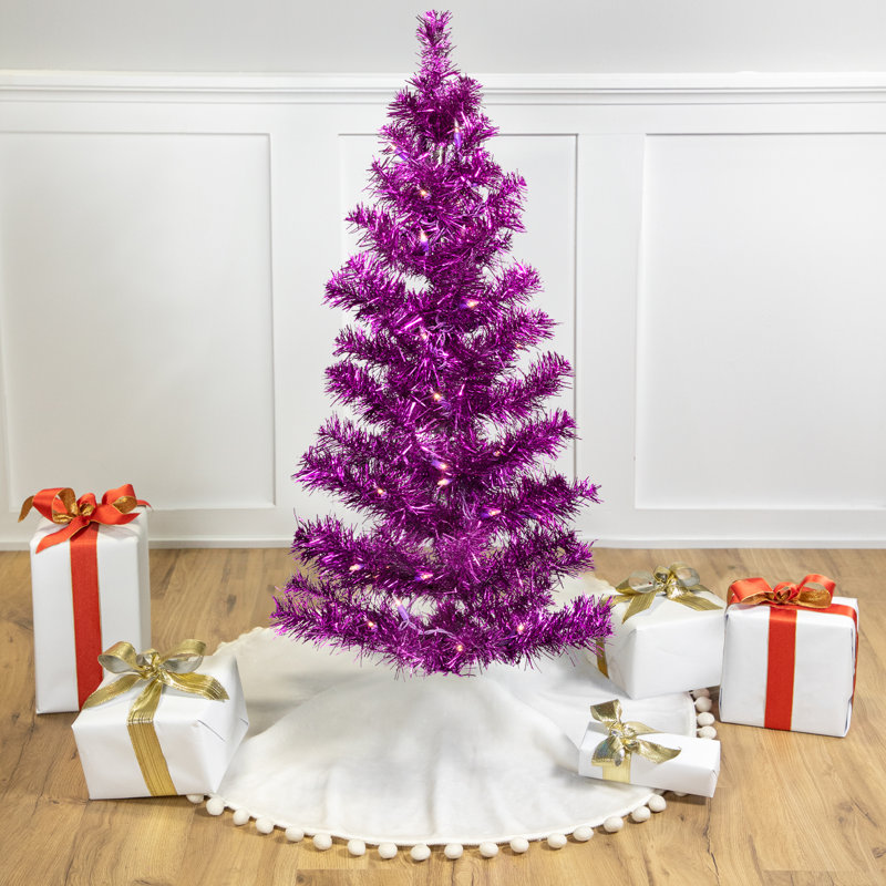 Arbre de Noël artificiel Tinsel - 3 pi - mauve, Illuminée