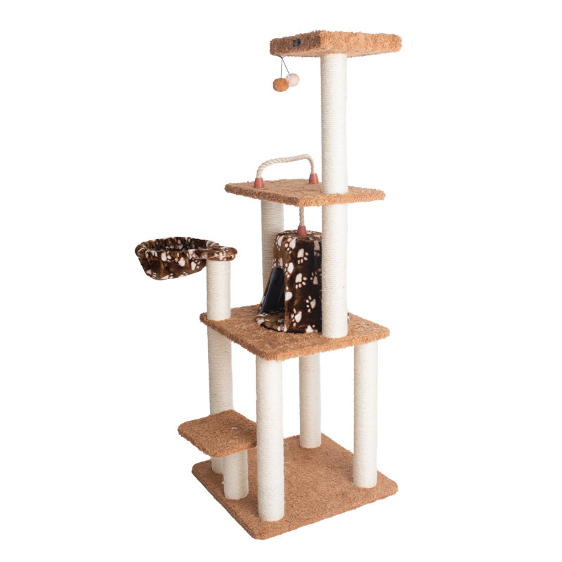 Beige and Brown Sisal Carpet Cat Tree Tower