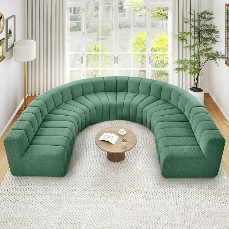 Extra Large U-Shaped Sofa, Green