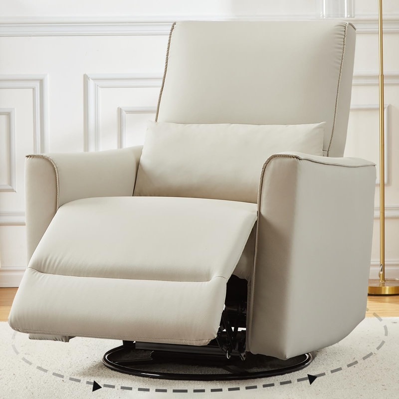 78cm Wide Standard Recliner, Beige Polyurethane