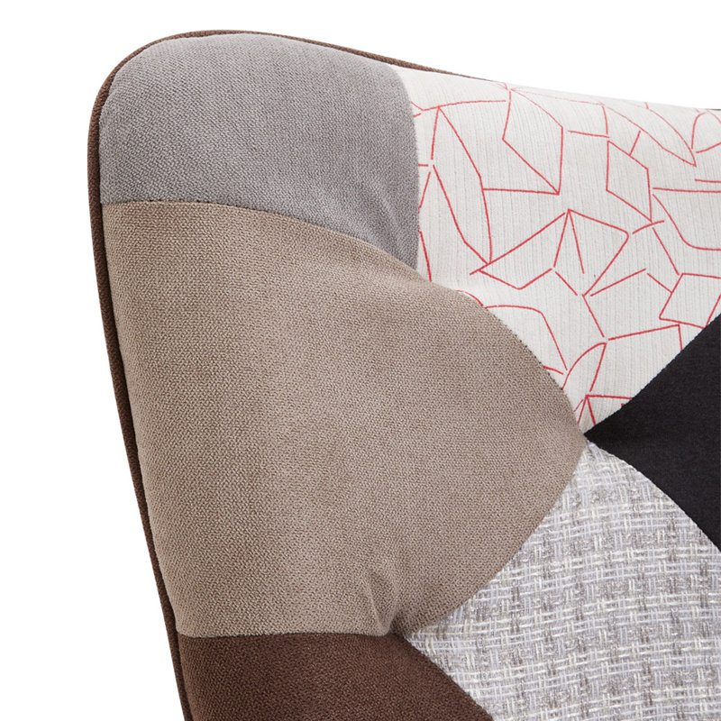 Nadeau Upholstered Accent Chair with Footstool, Brown/Beige