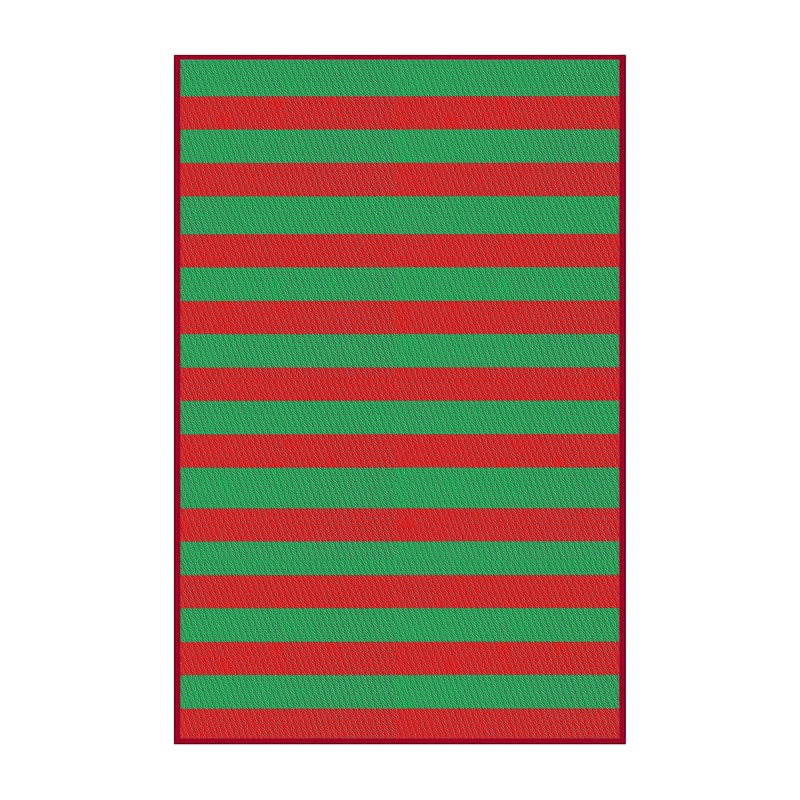 Tapis rouge/vert à motifs Metsahovi, Rectangle 5 pi x 7 pi