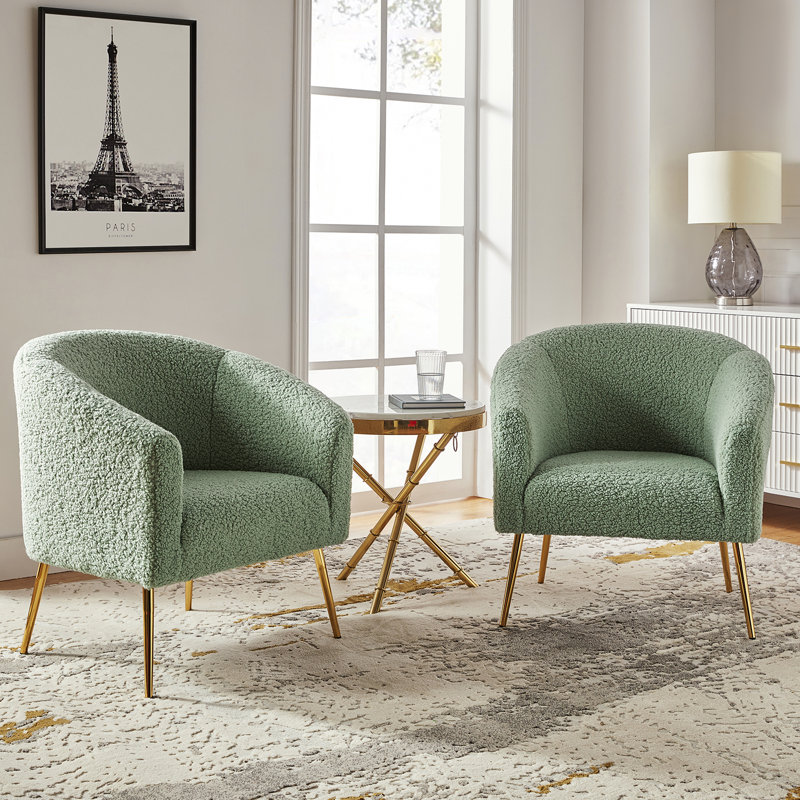 Audwin 27.5" W Polyester Barrel Chair, Sage 100% Polyester