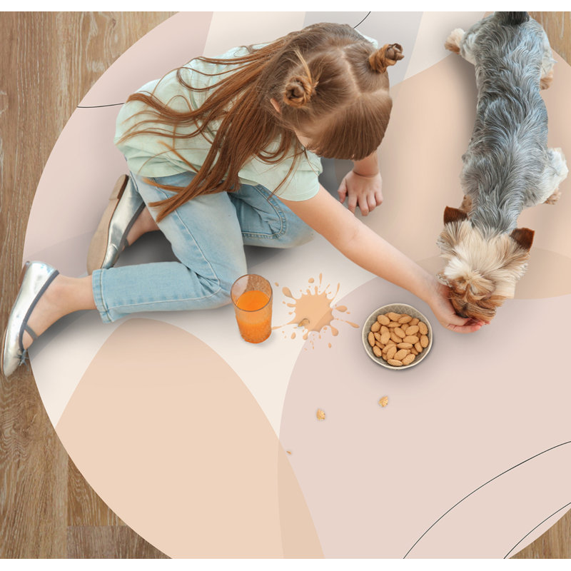 Davyon Vinyl Machine Printed Area Rug, Round 150cm