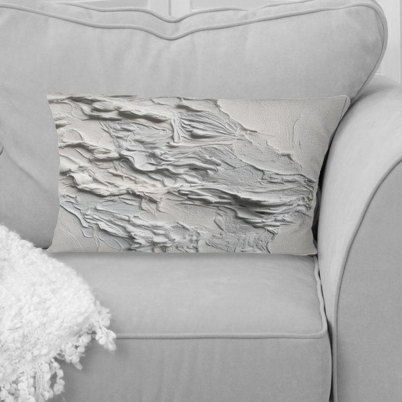 White And Tranquility Unleashed - Abstract Marble Printed Throw Pillow