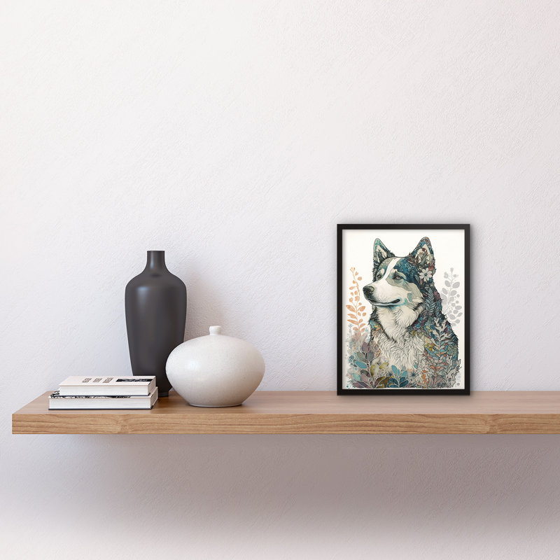 Siberian Husky Dog Nature Spirit Animal Modern Multicoloured - Single Picture Frame Print