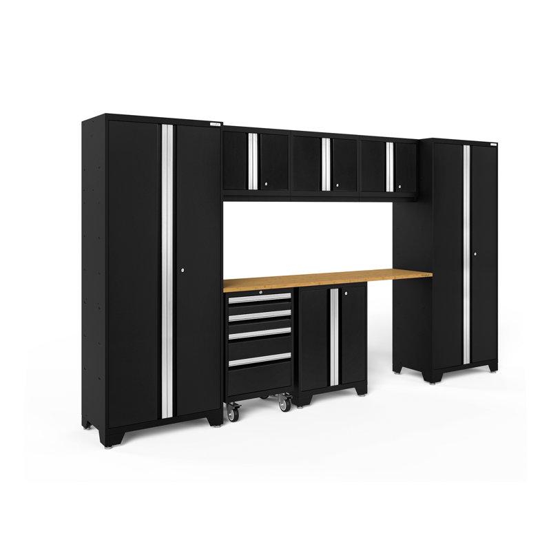 Armoire de rangement Bold Series, Bambou, Sept armoires, Noir