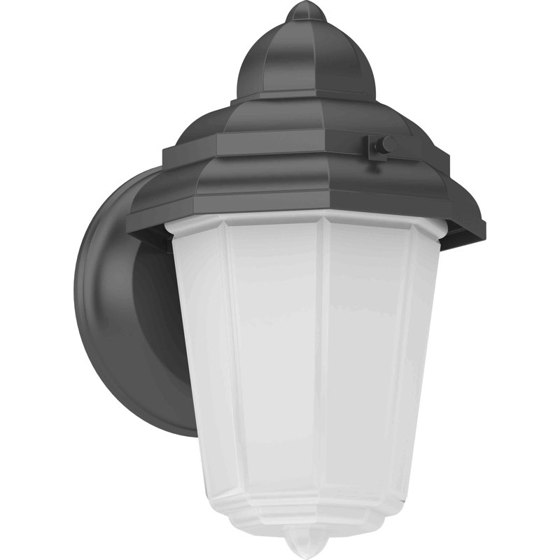 1-Light Outdoor Cast Aluminum Black Wall Mount Wall Sconce Wall Lantern with Frosted Glass, Black