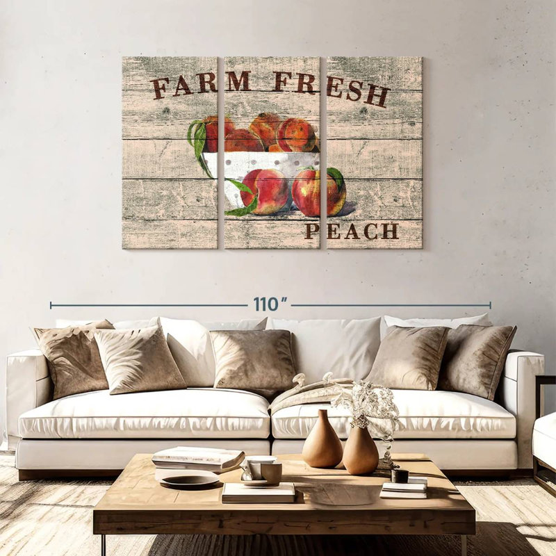 Pêche fraîche 3 pièces, H 48 po x l 74 po x P 1,25 po