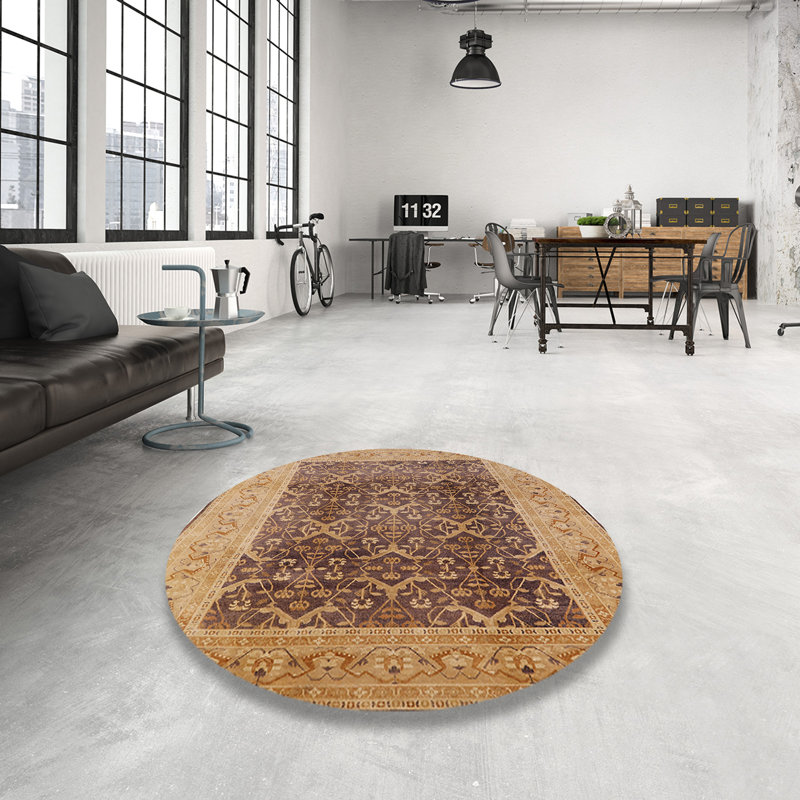 Tapis brun à motif oriental, Rond 6 pi