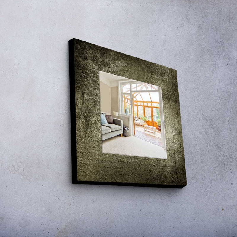 Élégant miroir décoratif avec cadre 100% bois de pin, 19,7 po x 19,7 po | Miroir en verre véritable (épaisseur: 0,2 pouce) | Peinture sur tissu élégante | Parfait pour la décoration intérieure et le vestibule, design durable et chic