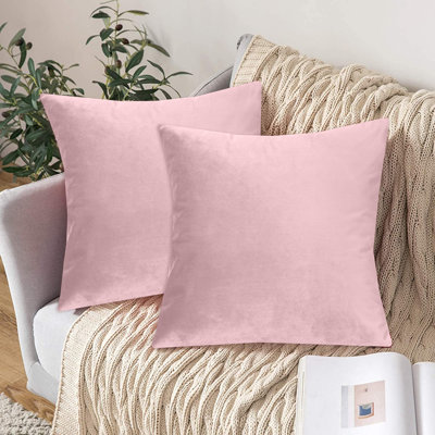 My Home Store Velvet Cushion Covers 18 x 18 In Square Throw Pillowcases with Invisible Zipper