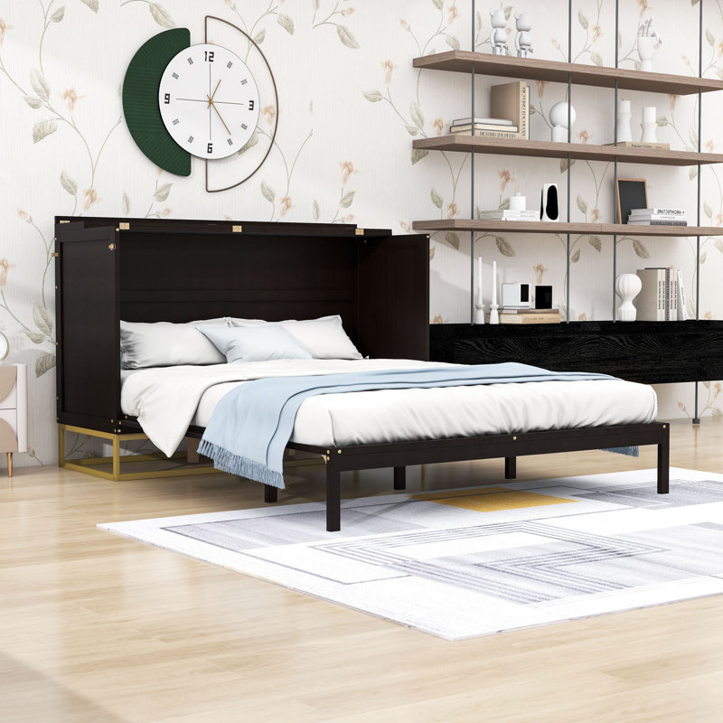 Lit escamotable en bois avec tête de lit
