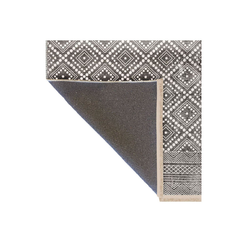 Tapis décoratif moderne gris tissé à la machine lavable à la machine, Rectangle 2 pi 6 po x 4 pi 11 po