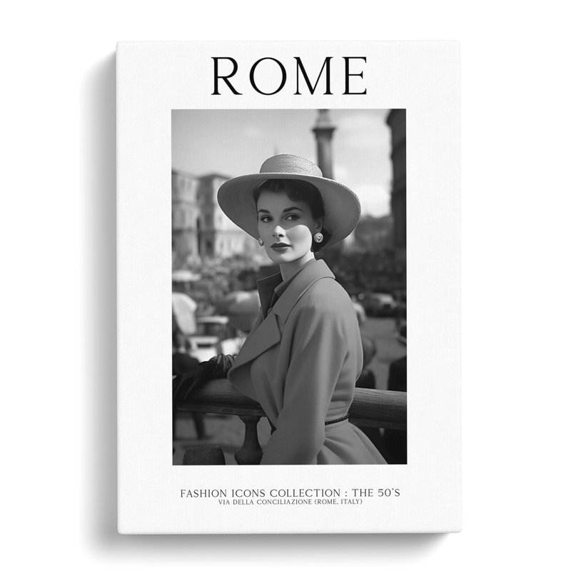 XMKTMKT-225 Fashion Icons Woman Rome Italy - Wrapped Canvas